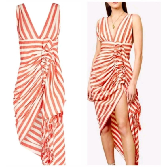 JBQ JUST BEE QUEEN Tulum chili striped goop resort midi dress nwt $635 m US-6 - Picture 4 of 16